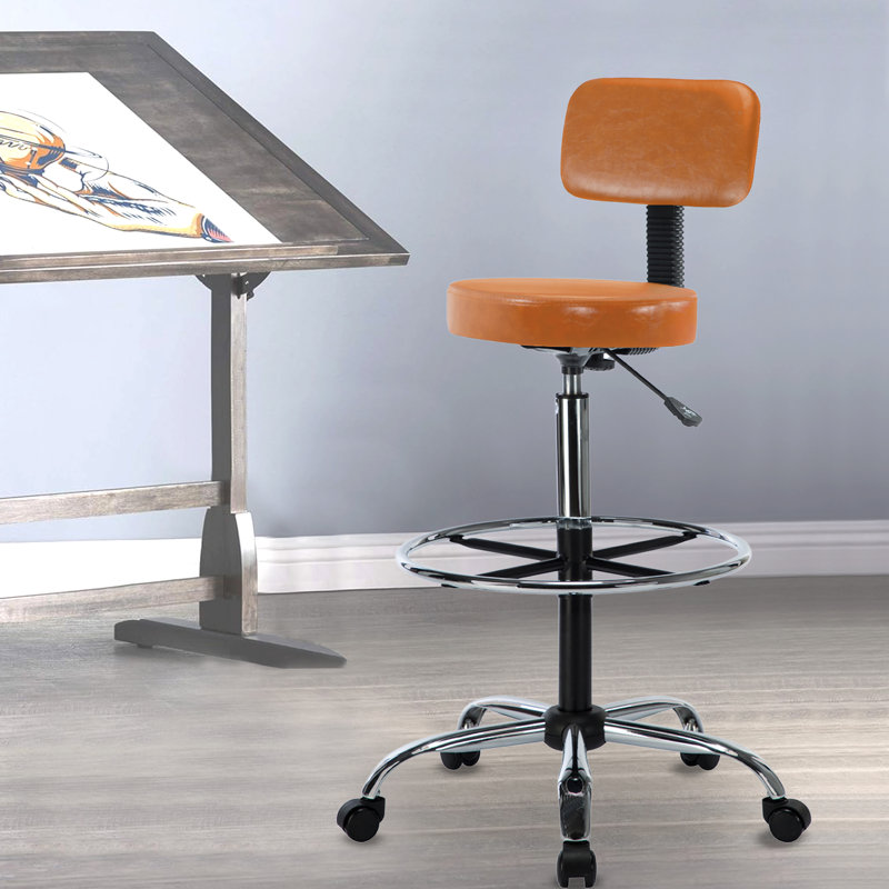 Latitude Run Dakotta Faux Leather Kneeling chair Drafting Stool for Office Studio Adjustable Height Adjustable Rolling Stool Reviews Wayfair Canada